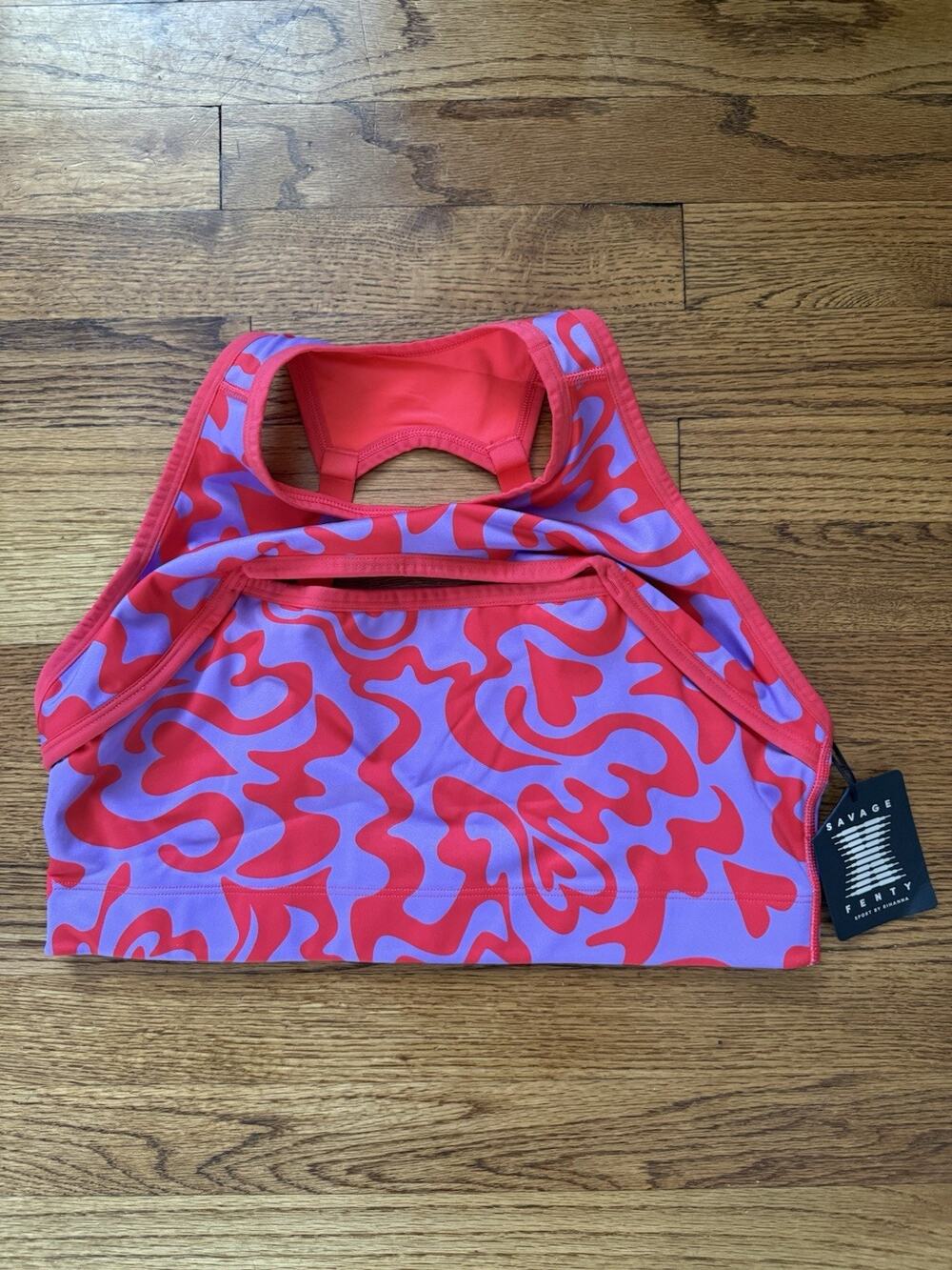 NWT Savage X Fenty Sport High Neck Keyhole Bra Purple Red Print Sz 2X 18-20